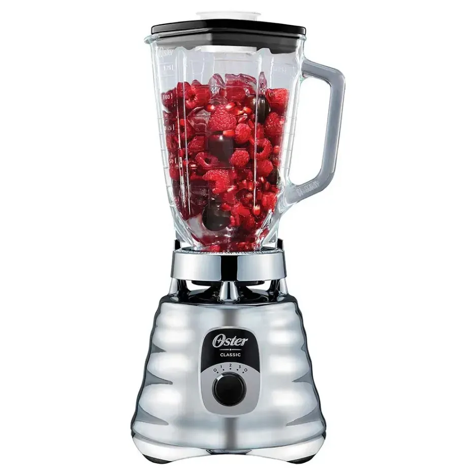 Licuadora Oster 1.5 Lts, 3 Velocidades, 700W, Cromada, Vaso de Vidrio